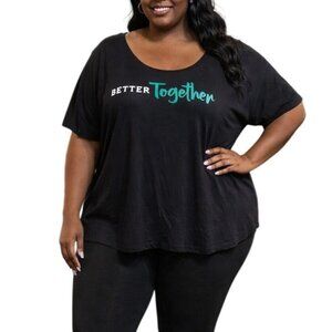 Beachbody Plus Size 2X Top Better Together Slogan Open Back Black Activewear